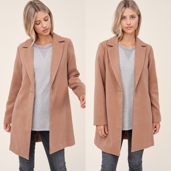 NWOT Lightweight Camel One Button Coat - Picture 2 of 3